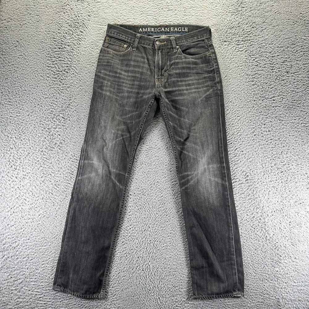American Eagle Outfitters‎ Jeans Mens 30x32 Black Cotton Denim Straight Slim Fit
